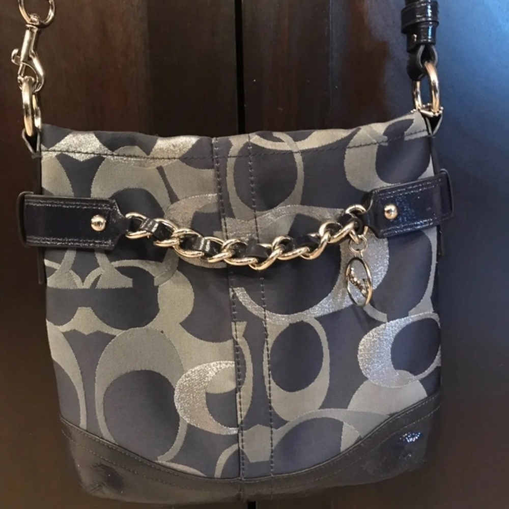 Coach blue/silver crossbody handbag EUC